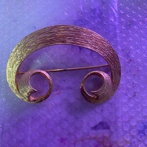 Monet Gold Textured Swirl Brooch